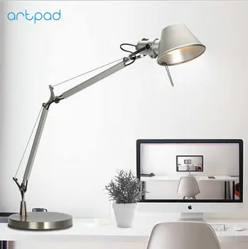 Artpad Business Darček Módny Dizajn LED Pracovné Svietidlo pre Desktop Hliníkové E27 Flexibilné Nastaviteľné Starostlivosť o Oči Štúdia Tabuľka Lampa Strieborná