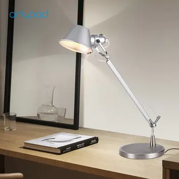 Artpad Business Darček Módny Dizajn LED Pracovné Svietidlo pre Desktop Hliníkové E27 Flexibilné Nastaviteľné Starostlivosť o Oči Štúdia Tabuľka Lampa Strieborná