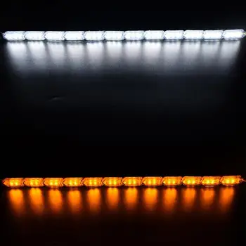 Flexibilné Crystal Anjel Slzy LED Pásy Svetla S Turn Signál DRL Denné Beží Biely S Nasledujúcimi Žlté 2ks 50 cm