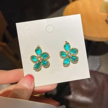 Móda Crystal Nepravidelný Kvetinový Náušnice Pre Ženy 2020 Nové Elegantné Šperky Pendientes Zelená Fialová Šampanské Farby Dary