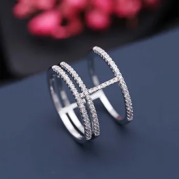 MISSFOX Slávnej Značky Luxury Diamond Ring Klasické viacvrstvové Micro-intarzované Kamenné Kruhy Módne Šperky Pre Lady Dary