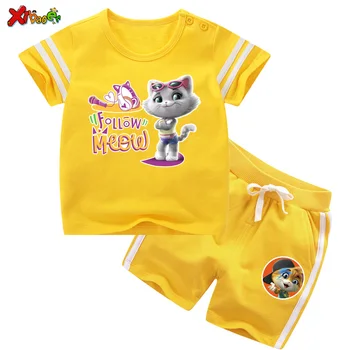 Batoľa dievča Oblečenie Set sa Deti Oblečenie, Obleky 44 mačka detské Letné Cartoon Baby Oblek Oblečenie Cartoon Športové Oblečenie Baby Oblek