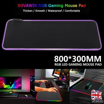 Pre PC, Notebook, Klávesnica 1pc RGB Hernú Podložku pod Myš, Počítač Gamer Mousepad Veľkej Hry Gumy Č-slip Mouse Mat 800x300mm Pohiks