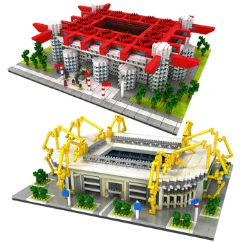 Diy Slávny Architektúry Futbal, Futbalové ihrisko Futbalové Camp Nou Signál Lduna Park Mini Stavebné kamene Diamant Bloky Hračky pre Dieťa