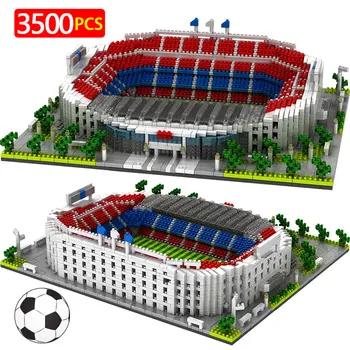 Diy Slávny Architektúry Futbal, Futbalové ihrisko Futbalové Camp Nou Signál Lduna Park Mini Stavebné kamene Diamant Bloky Hračky pre Dieťa