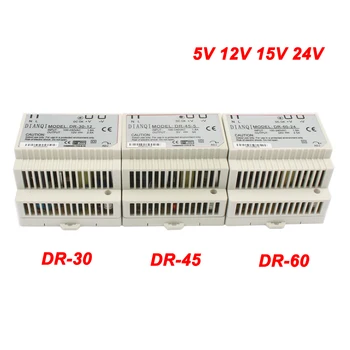 DIANQI DR-60W 30W maximálne 45 w 12V 24V 15V 48V Din lištu prepínanie napájania ac-dc vodič napätie regulátora power suply DR-60-12