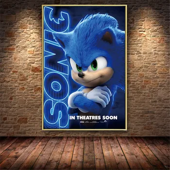 Cartoon Sonic The Hedgehog Modrá Flash Film Plagát Plátno na Maľovanie Plagátu a Tlačí na Steny Umenie Obrázky pre Deti Izba Obývacia Izba