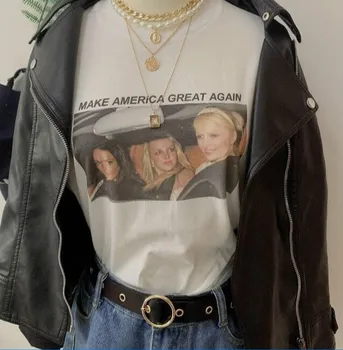 Sunfiz HJN Britney, Aby Amerike Veľký Znova T-Shirt dámske Tumblr Roztomilý Módne Vtipné Tričko Bokovky Street Style Top