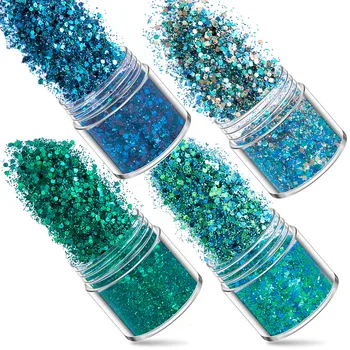 SNASAN 4Pcs Páva Modrého Jemný Glitters 1mm Flitrami Mix Pre Šperky, Takže DIY UV Epoxidové Živice Silikónové Formy Plniaci Materiál