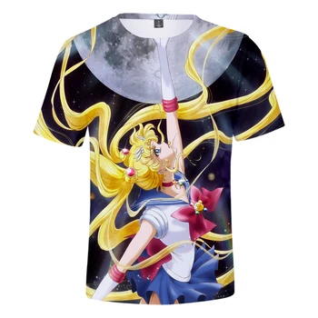 2019 Nové Sailor Moon 3D T shirt Ženy Japonské kreslené vodného ľadu mesiac hare Lete Chlapca/Dievča, Móda Sailor Moon 3D T-shirt