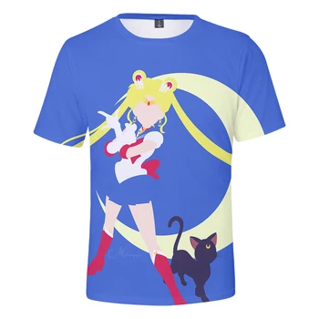 2019 Nové Sailor Moon 3D T shirt Ženy Japonské kreslené vodného ľadu mesiac hare Lete Chlapca/Dievča, Móda Sailor Moon 3D T-shirt