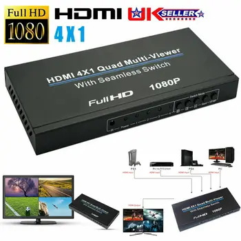 4x1 HDMI 4 Kanál Quad Multi-Viewer, PIP Rozdelenej Obrazovky Prepnúť + Bezšvíkové Switcher
