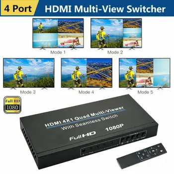 4x1 HDMI 4 Kanál Quad Multi-Viewer, PIP Rozdelenej Obrazovky Prepnúť + Bezšvíkové Switcher