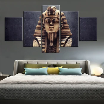 Wall Art 5 kusov Plátno na Maľovanie HD Tlačiť Náboženské Egyptské pyramídy faraónov Plagát Moderného Domova Izba obrazov na stenu