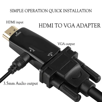 HDMI / VGA, Audio Káble Converter Mužov a Žien HD 1080P Pre PC, Notebook, TV Box Kábel Projektora