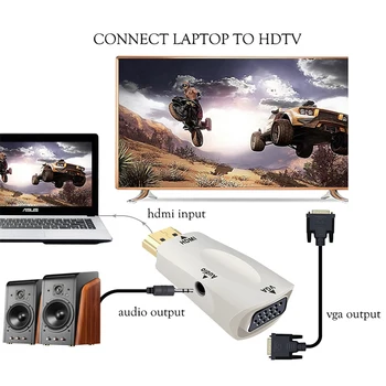 HDMI / VGA, Audio Káble Converter Mužov a Žien HD 1080P Pre PC, Notebook, TV Box Kábel Projektora