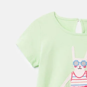 Malý Maven Deti 2021 Letné Baby Girl Šaty Bunny Tlač Tee Topy Značky Svetlo Zelené Tričko pre Deti 2-7 Rokov 51880