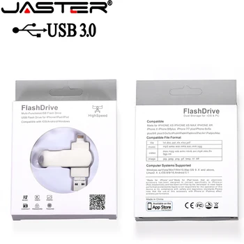 JASTER Otg Usb Flash Disk 3.0 Pre Iphone, ipad, Android 16GB 32GB 64GB 128 gb kapacitou 256 GB kl ' úč 3in1