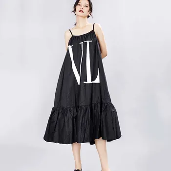 Vestidos Voľné Písmeno Big Swing Popruh Šaty Letné Japonské Ženy Šaty 2021 Nové Veľké veľkosť dámske Šaty bez Rukávov JK132