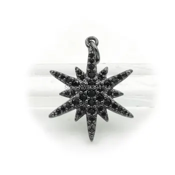 21*16*2 mm Micro Pave Black CZ Star zobrazili kľúčové tlačidlá vhodné Pre Výrobu DIY Náramky Či Náhrdelníky Šperky