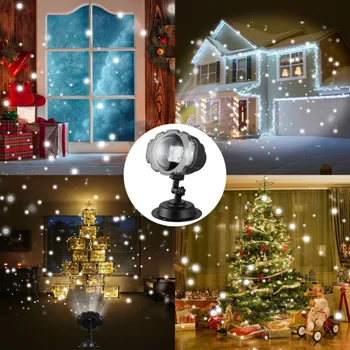 Vianoce Vonkajšie Strany Sneženie Projektor Diaľkové Ovládanie Dovolenku Projektor Snowflake Tieňovaný Svetlo Vianočné Dekorácie