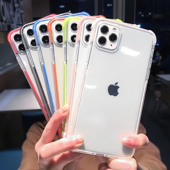 4-Roh Shockproof Priehľadné Farebné Štíhly Telefón puzdro Pre Apple iPhone 11 Pro XR X XS Max 8 7 6 s 6S Plus Jasné Kryt Fundas