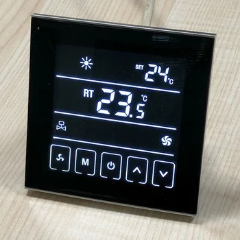 Black LCD Termostatu pre Centrálnu Klimatizáciu Fan Coil Jednotky 2 A 4, Rúra Regulátor Teploty Ventil Stop Ventilátora Pokračovať/Zastaviť
