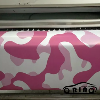 ORINO Ružové Biele Vinylové Odtlačkový Film Car Wrap Nálepky Vozidlo Vozidlo, Motocykel Camo Balenie Fólia Air Free Bubble