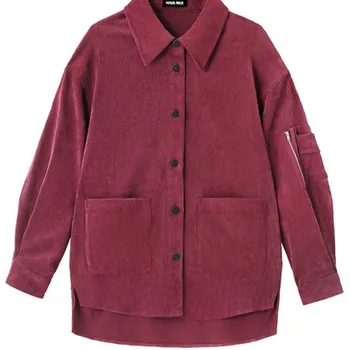 Bundy Ženy Pevné Menčester Plus Veľkosť BF Streetwear Červená kórejský Coats Študent Preppy Štýl Bunda Retro Voľné Nový Vintage Denne