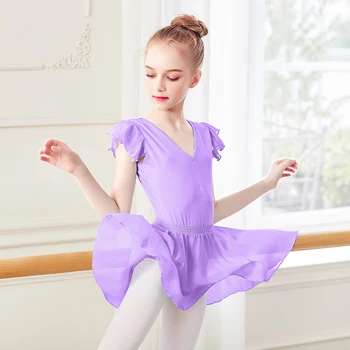 Balet Obleky pre Dievčatá, Deti, Tanečné Šaty Šifón Sukne Gymnastika Obleky Ružová Tanečné Šaty Mäkké Dancewear Plavky