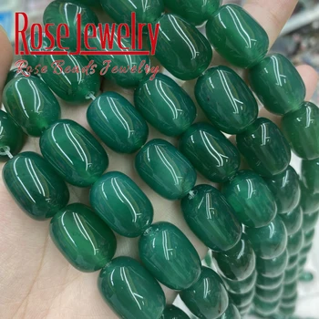 Veľkoobchod s Prírodným kameňom Zelená Agates korálky Bubon Hlavne Tvar Guľôčok Semi-Finished Handmade Náramok Guľôčky Príslušenstvo