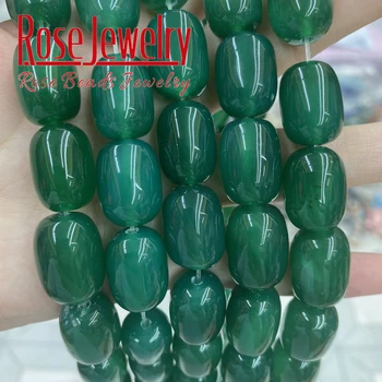 Veľkoobchod s Prírodným kameňom Zelená Agates korálky Bubon Hlavne Tvar Guľôčok Semi-Finished Handmade Náramok Guľôčky Príslušenstvo