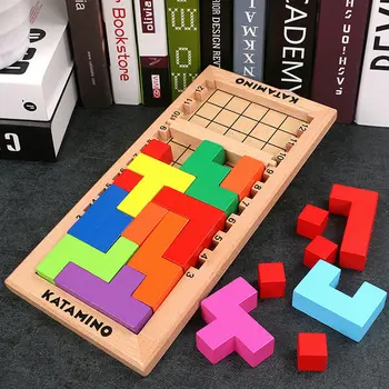 Deti Tetris puzzle, Drevené hračky pre Deti Tabuľka Myslenie hra cube Blocksood montáž hádanky montessori vzdelávacích drevené hračky