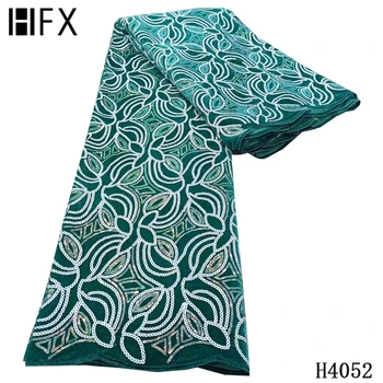 HFX blue Velvet Čipky Textílie 2020 Vysokú Kvalitu Najnovších Afriky Sequin Čipky Tkaniny, Výšivky francúzskej Čipky pre Večerné Party H4052