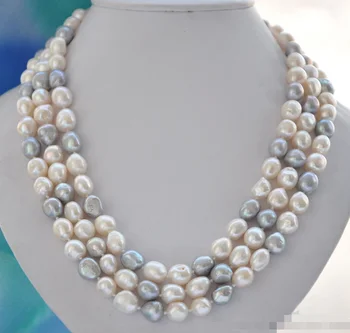 8-10 mm south sea biela sivá multicolor perlový náhrdelník 60