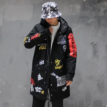 Jeseň Zimná Bunda Dlhá Srsť Číne Hip Hop Star Swag Tyga vrchné oblečenie Coats Nám Veľkosť Xs-XL