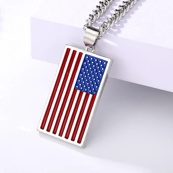 Vlajku USA náhrdelník hviezdy a pruhy prívesok náhrdelník z nehrdzavejúcej ocele dog tag mužov a ženy šperky patriot veteránov deň darček hot
