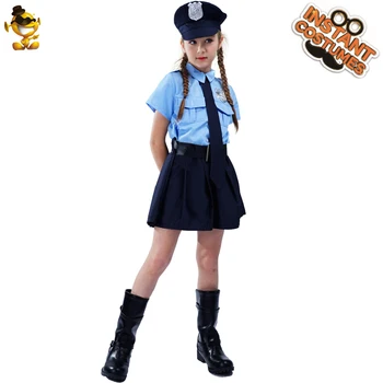 Dievčatá Policajnej Uniforme Kostým Detský Cosplay Deluxe Polícia Šaty, Šaty pre Halloween Deti Dress Up Cool Kariéru Oblečenie, Obleky