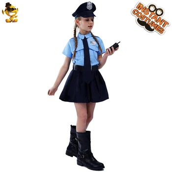 Dievčatá Policajnej Uniforme Kostým Detský Cosplay Deluxe Polícia Šaty, Šaty pre Halloween Deti Dress Up Cool Kariéru Oblečenie, Obleky
