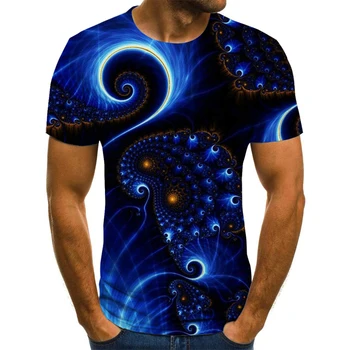 Štýlové pánske 3DT tričko farebné priestor psychedelic kvet 3D vytlačené pánske T-shirt hip-hop bežné street štýl T-shirt top