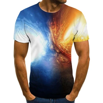 Štýlové pánske 3DT tričko farebné priestor psychedelic kvet 3D vytlačené pánske T-shirt hip-hop bežné street štýl T-shirt top