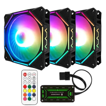 Počítač PC Case Fan RGB Upraviť LED Rýchlosť Ventilátora 120mm Tichý Diaľkové AURA SYNCHRONIZÁCIE Počítača Chladič na Chladenie RGB Prípade Fanúšikov