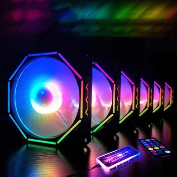 Počítač PC Case Fan RGB Upraviť LED Rýchlosť Ventilátora 120mm Tichý Diaľkové AURA SYNCHRONIZÁCIE Počítača Chladič na Chladenie RGB Prípade Fanúšikov