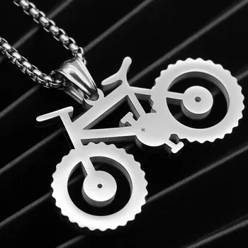 Punk 316L Nerezovej Ocele Geometrické Bicykel Bicykel Náhrdelník s Príveskom, Duté Sa Náhrdelník pre Pánske Ženy Pár Šperkov, Boxy Reťazca