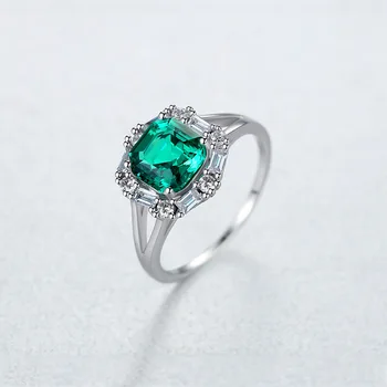 PANSYSEN Vintage Asscher Rez Emerald Drahokam Prstene pre Ženy 925 Sterling Silver Výročie Jemné Šperky Dropshipping