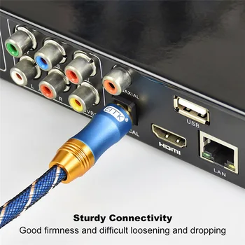 Nové 5.1 Digitálneho Zvuku SPDIF Optický Kábel Toslink Kábel Vlákien Optického Audio Kábla s pletená bunda OD6.0 1m 1,5 m 2m 3m 5m