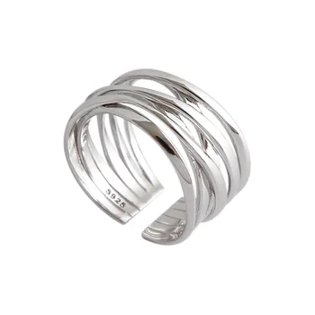 Hot Predaj Kórejská Verzia S925 Sterling Silver Line Vinutia Prstene Pre Ženy Osobnosti Geometrie Krúžky Nádherné Šperky, Darčeky
