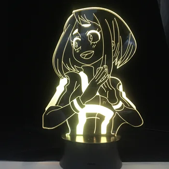 Ochaco Uraraka Anime 3d Lampa Môj Hrdina Akademickej obce Boku LED Nightlights ANIME LAMPA Deti Dieťa Chlapcov Spálňa Decor Akryl stolná Lampa