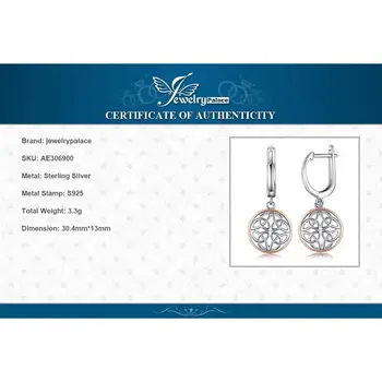 JewelryPalace Keltský Uzol Visieť Drop Náušnice 925 Sterling Silver Šperky pre Ženy kórejský Náušnice, Módne Šperky 2021