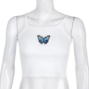 Letné Sexy Nový Butterfly Tlače Top Fashion Vystavení Pupok Vesta Pohodlné Ulici Osobnosti Tesný Top